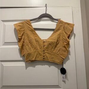 Amuse Society Mustard Buttoned Crop Top